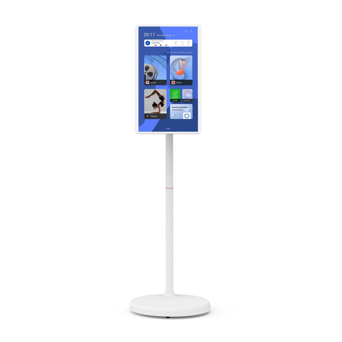 מסך חכם נייד עם גלגלים על סוללה עם מערכת הפעלה Android