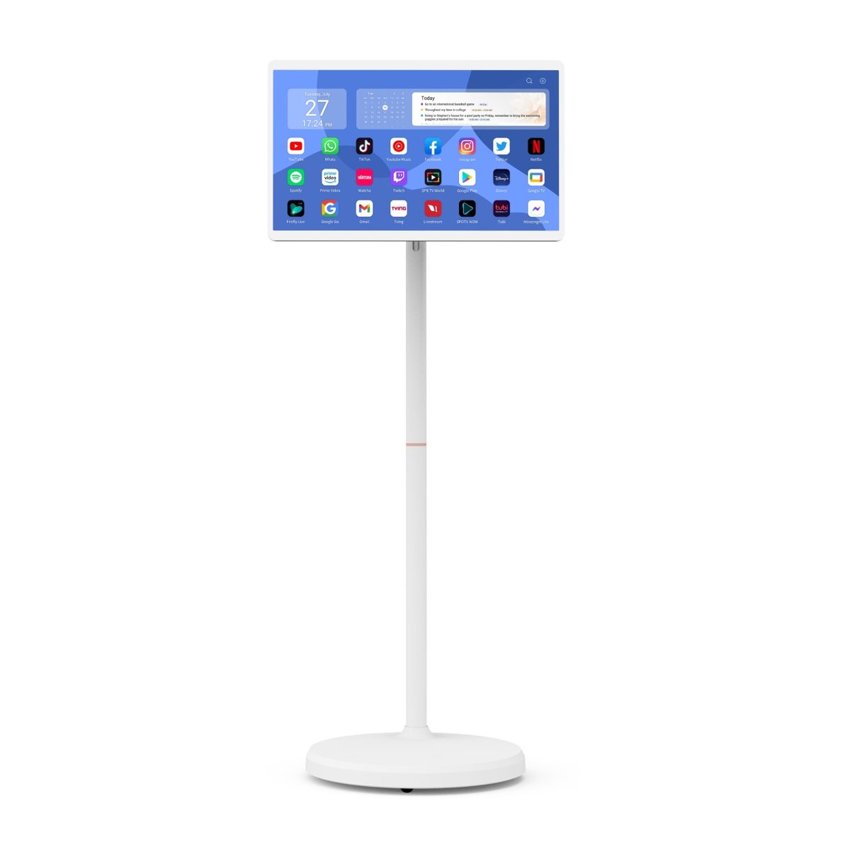 מסך חכם נייד עם גלגלים על סוללה עם מערכת הפעלה Android